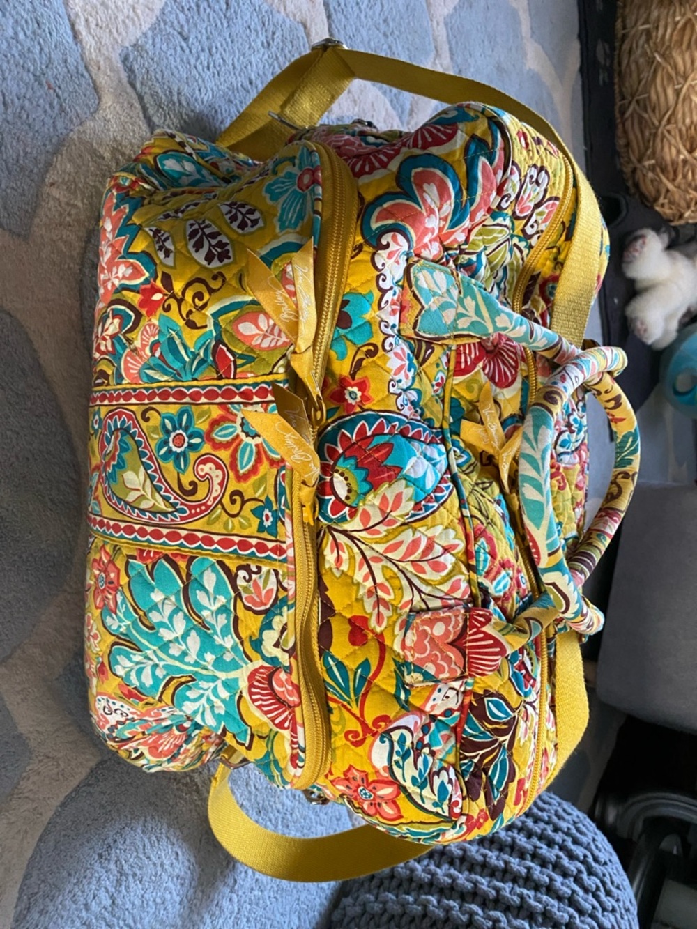 Vera Bradley Yellow Quilted Floral Weekender Bag